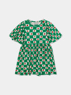 Vestito verde per bambina con fantasia multicolor,Bobo Choses,124AC127